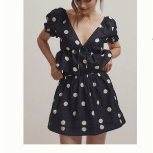 Polka Dot Puff Mini Skirt- Black & White